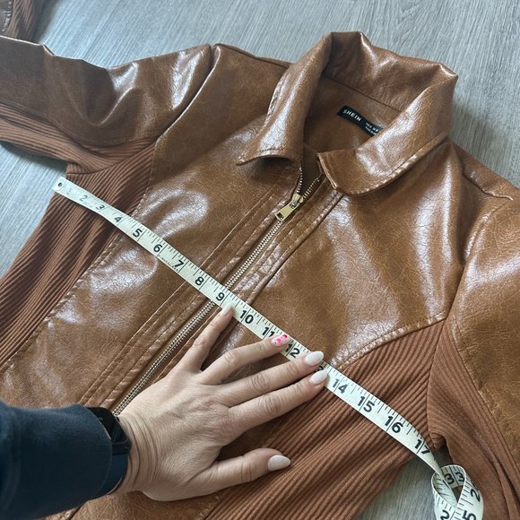 SHEIN | ICON Zip Up PU Leather Jacket (Size M) - Picture 5 of 10